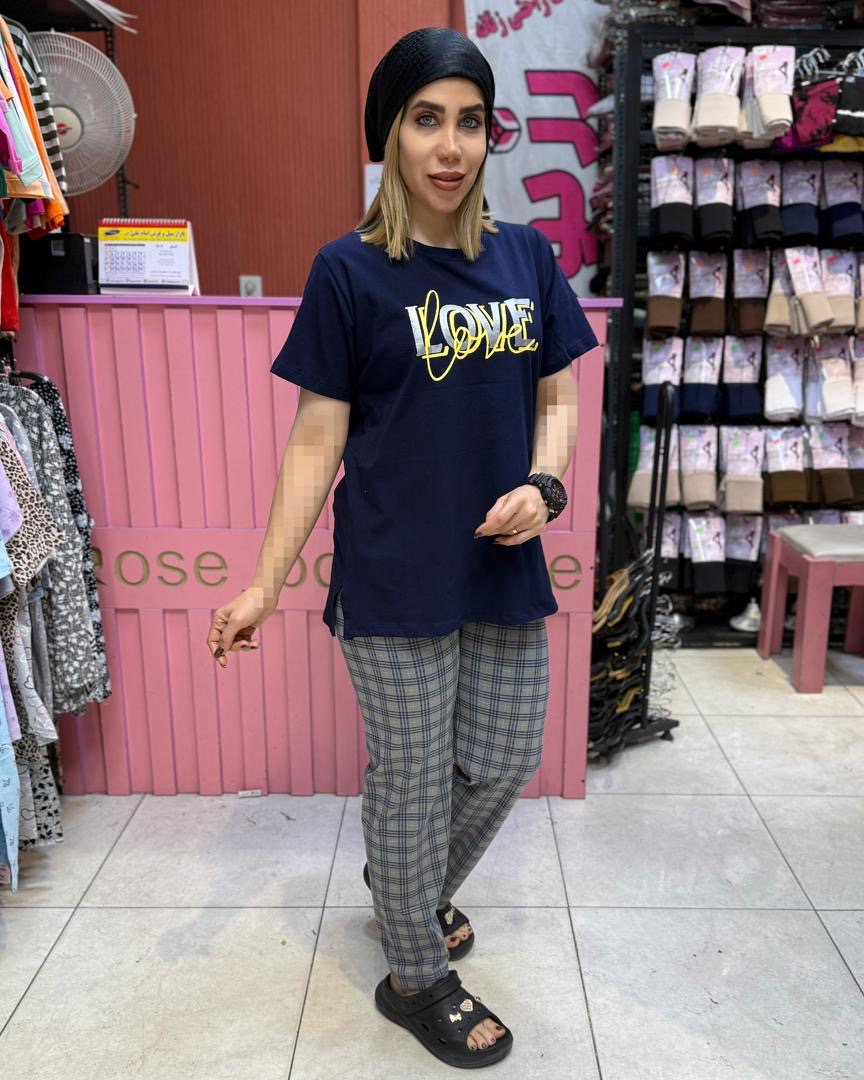 ست تیشرت شلوار چهارخونه